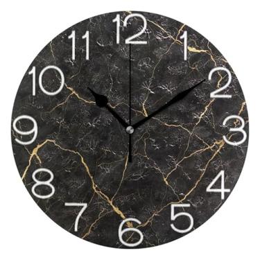 Imagem de GAIGEO Relógio de parede analógico decorativo relógio de cozinha rústico estético silencioso sem tique-taque, arte de parede moderna legal decoração de casa, número de relógio branco com Kedu, 25 cm