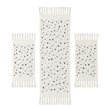 Imagem de Kit Tapete Cozinha Algodão Artesanal com Passadeira Geométrica 3 Peças Decorativo(Love)