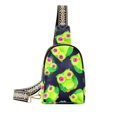 Imagem de CEBUGI Bolsa tiracolo feminina pequena com desenho animado de corujas de couro, pochete para trilhas, viagens ao ar livre