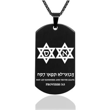 Imagem de DOMYUHAO Colar de árvore da vida com a estrela de Davi gravada para mulheres e homens - pingente de vida hebraica versículo religioso da Bíblia - lembrança de Jerusalém judaica, presente de Sião, One