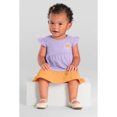 Imagem de Vestido bebê menina de frutinha Brandili Baby -Lilás, G, Lilás
