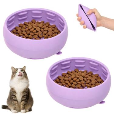 Imagem de 2 tigelas de silicone para cães com alimentador lento para animais de estimação médios e pequenos, tigela de comida de cachorro com base de ventosa antiasfixia, prato interativo para comer lentamente