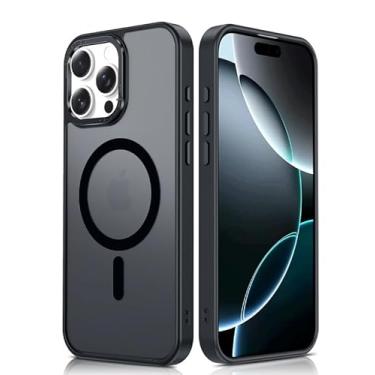 Imagem de Capa compatível com iPhone 16-Pro-Max: [Botões sem esforço] Capa transparente fosca fina à prova de choque anti-impressão digital para 16 promax, preta