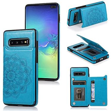 Imagem de LBYZCASE Capa carteira para Samsung Galaxy S10E, capa protetora de couro fina à prova de choque com suporte para cartão para Samsung Galaxy S10E (azul)