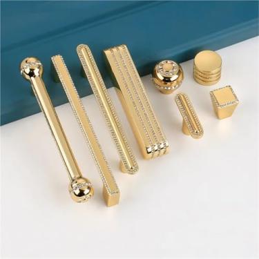 Imagem de HTNAFONI Puxadores de armário dourados de liga de zinco puxadores de porta de cozinha puxadores de gaveta de armário para ferragens de móveis 1 peça (6442-160 mm)