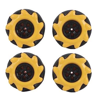 Imagem de Roda Mecanum, acessórios de peças de carro robôs inteligentes componentes de brinquedo DIY omnidirecional 48 mm, formato de roda artificial, revestido de borracha, tração nas quatro rodas, compatível