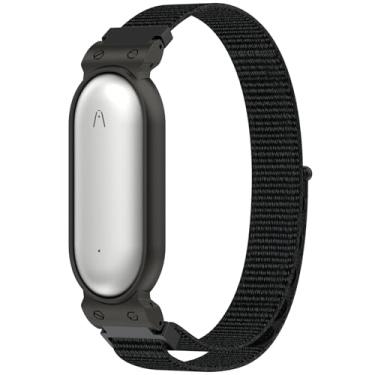 Imagem de Pulseira para Plaud NotePin (S) Ai, capa de metal e pulseira de nylon macio, pulseira protetora e ajustável, preta