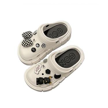 Imagem de Chinelo Babuche Sandália Feminino em EVA Antiderrapante com Acessórios DIY Anatômico e Confortável para Uso Diário (Branco, BR, Adulto, Faixa Numérico, 39, 40)