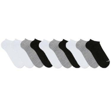 Imagem de Kit C/10 Pares Meias Invisíveis Mash 0M0.02D, Preto/Branco/Cinza, 39-4