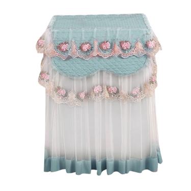 Imagem de Máquina de lavar roupa floral babado de renda capa protetora contra poeira frente durável soft home UN4