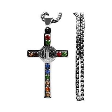 Imagem de Colar Masculino De Aço Inoxidável Com Cruz Católica De Jesus, Pingente