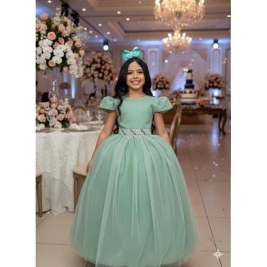 Imagem de Vestido Infantil Longo Verde Oliva com Glitter para Formatura Dama - F