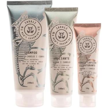 Imagem de Kit Javali Masculino Shampoo 3 Em 1 Corpo Cabelo E Barba + Amaciante 100ml + Pasta Capilar 50g