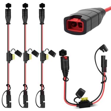 Imagem de 4 cabos de extensão SAE de 3 m compatíveis com carregadores de bateria G750 14AWG cabo de extensão SAE resistente 20A fusível à prova d'água para motocicleta, carro, quadriciclo, UTV (A)