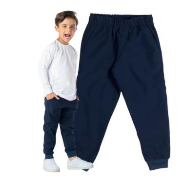 Imagem de Calça Infantil Menino Uniforme Tactel Punho Escola Esporte - Vrasalon,