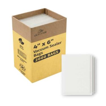 Imagem de OutOfAir Sacos seladores a vácuo de 10 cm x 15 cm 2000 sacos (vaso a granel) - Plástico resistente de 7 camadas de 4 mil, grau comercial, livre de BPA, seguro para alimentos, serve para todas as