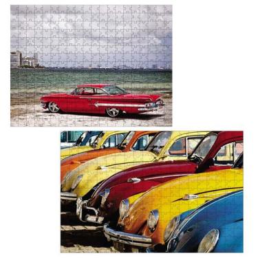 Imagem de Kit 2 Quebra-Cabeça Inclusivos Novos Carros Antigos de 60 Peças - Cole