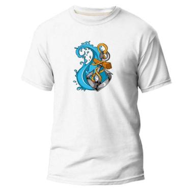 Imagem de Camiseta Algodão Premium Estampa Digital Âncora Azul e Água - Pavesi, 