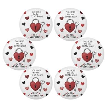 Imagem de Wassud Jogo americano conjunto de 6 tapetes redondos com cadeado de coração para cozinha e jantar, tapetes laváveis e resistentes ao calor, decoração de mesa 39 cm