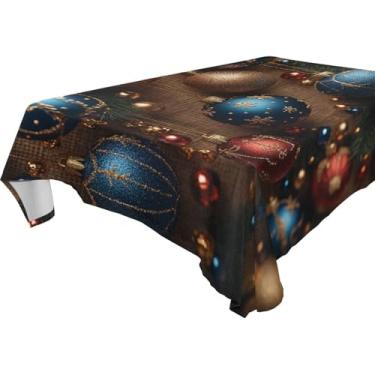 Imagem de Blueangle Toalha de mesa de bola de Natal – Toalha de mesa retangular de poliéster impermeável e resistente a manchas para ambientes internos e externos, 152 x 304 cm (112)