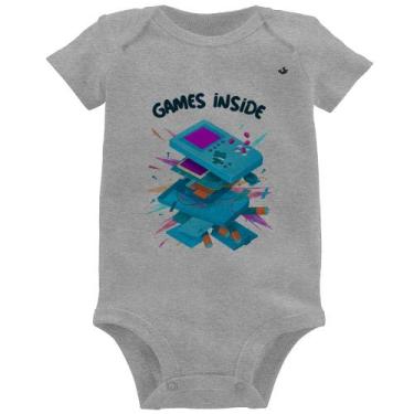 Imagem de Body Bebê Games Inside - Foca na Moda, Cinza, P