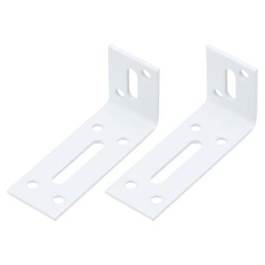 Imagem de Suporte em L ajustável de 9,5 cm com ranhura, 2 peças de suporte de prateleira flutuante de ângulo reto suporte de canto em forma de L para prateleira de móveis de madeira, branco