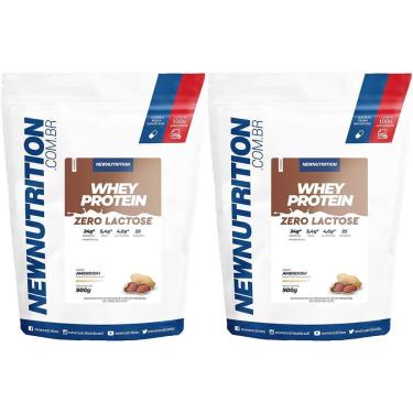 Imagem de Kit 2X Whey Protein Zero Lactose - 900g Refil Amendoim - NewNutrition-Masculino