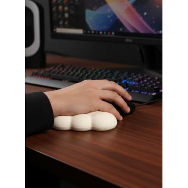 Imagem de Teclado de descanso de pulso Cloud ergonômico macio mouse suporte almofada de pulso mesa escritório almofada de pulso branco