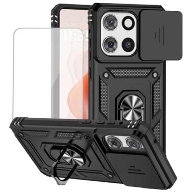 Imagem de Vokuha Capa para Moto G Stylus 5G 2025, para Motorola GStylus5G2025 com protetor de tela de vidro temperado e capa de câmera deslizante, capa com suporte de anel de rotação de 360° para Motorola Moto