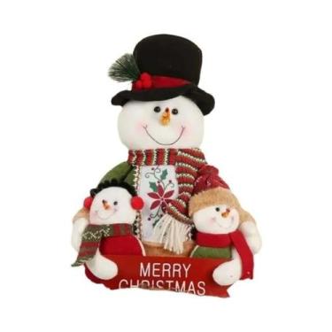 Imagem de Bonecos De Natal De Pelúcia Papai Noel E Boneco De Neve Para Decoração