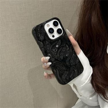 Imagem de Capa para celular em formato de onda para iPhone 15/16/11/12/13/14 Pro Max/16 Plus, preta, para iPhone 15 Plus