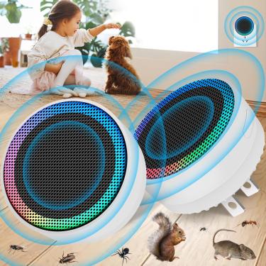 Imagem de JNKNT Repelente ultrassônico de controle de pragas, plugue repelente de insetos e pragas internas de 360°, controle de mouse humano para casa, repele efetivamente ratos, roedores, baratas, mosquitos