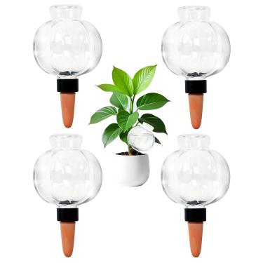 Imagem de Lihopeght 4 peças de globos de irrigação de plantas com enchimento automático para irrigação automática de plástico interno e externo de 500 ml com gotejador de água de controle de liberação lenta