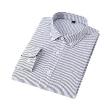 Imagem de Camisa Oxford Masculina De Manga Longa 100% Algodão Macia Confortável 