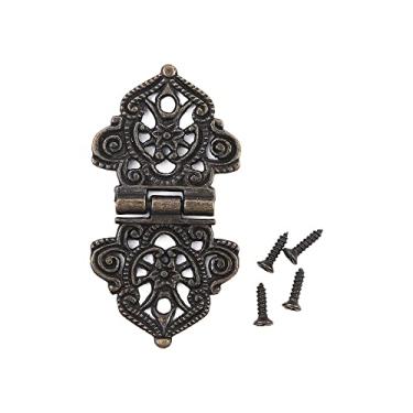 Imagem de Armário de caixa de madeira de flor oca mini dobradiça de liga antiga vintage estilo chinês ferragens para móveis (1 peça de bronze)