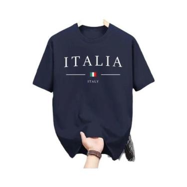 Imagem de Camiseta Masculina 100% Algodão Verão Moda Italiana Gola Redonda Manga