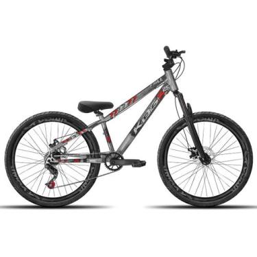 Imagem de Bicicleta aro 26 KOG Freeride Kit Single Pneus Flame, Grafite com verm
