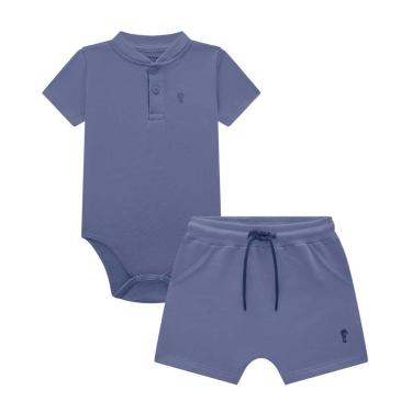 Imagem de Conjunto Bebê Menino Body/Bermuda Azul Onda Marinha-Masculino