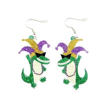 Imagem de Brincos de acrílico para carnaval, máscara com tema de carnaval, chapéu de crocodilo, brincos de modelagem, joias de carnaval, presentes, Acrílico, Sem pedra preciosa