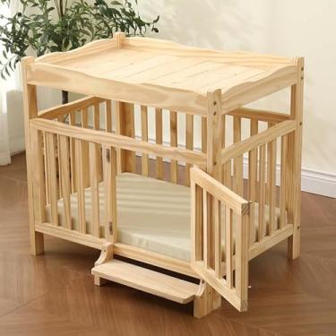 Imagem de Caixa Para Cães De Estimação Para Cães Médios Caixa De Cão De Madeira Sólida Caixa De Cão Multifuncional Com Prateleiras Com Tapete De Estimação Removível Design De Escada De Escalada Lados