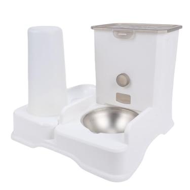 Imagem de HEEPDD Alimentador Automático para Gatos e Dispensador de água, Conjunto de Alimentos para Animais de Estimação e Bebedouro de Grande Capacidade Com Design Integrado para Cães e Gatos (Branco)