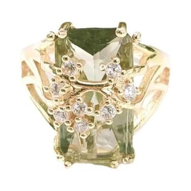 Imagem de Anel De Coquetel Grande Em Zircônia Com Banho De Ouro Para Looks Diári