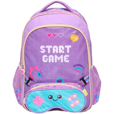 Imagem de Kit Mochila Costas 17 Gamer Girl E Estojo Infantil Escolar