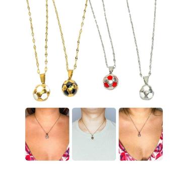 Imagem de Corrente Cordão Colar Unissex Infantil Pingente Bola Futebol