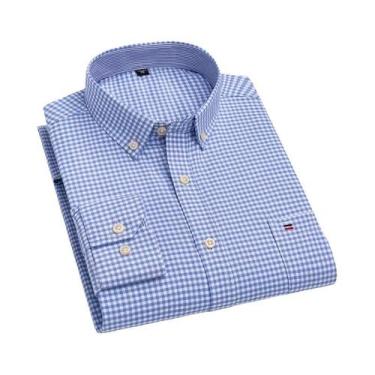 Imagem de Camisa Social Masculina De Manga Longa Em Oxford 100% Algodão Com Esta