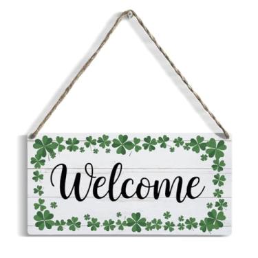 Imagem de Placa para pendurar Dia de São Patrício, placa de pendurar de arte de parede impressa, placa de pendurar para decoração de varanda de fazenda para feriados, porta da frente, decoração de casa 30 x 15