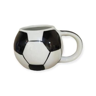 Imagem de Caneca Modelo Bola De Futebol Branca E Preta De Porcelana - Hp Decor