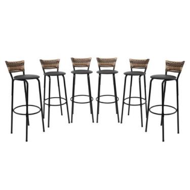 Imagem de Kit 6 Banquetas 80cm Para Cozinha Balcão Bistrô Area Gourmet Lazer Ame