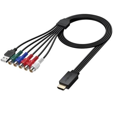 Imagem de AUTOUTLET Cabo conversor YPbPr para HDMI, componente multifuncional para adaptador HDMI com plugue HDMI integrado para TV