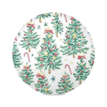 Imagem de STAYTOP Jogo americano redondo para árvore de Natal e bengala, 6 peças, tapetes de mesa antiderrapantes fáceis de limpar para decoração de mesa de festa e churrasco